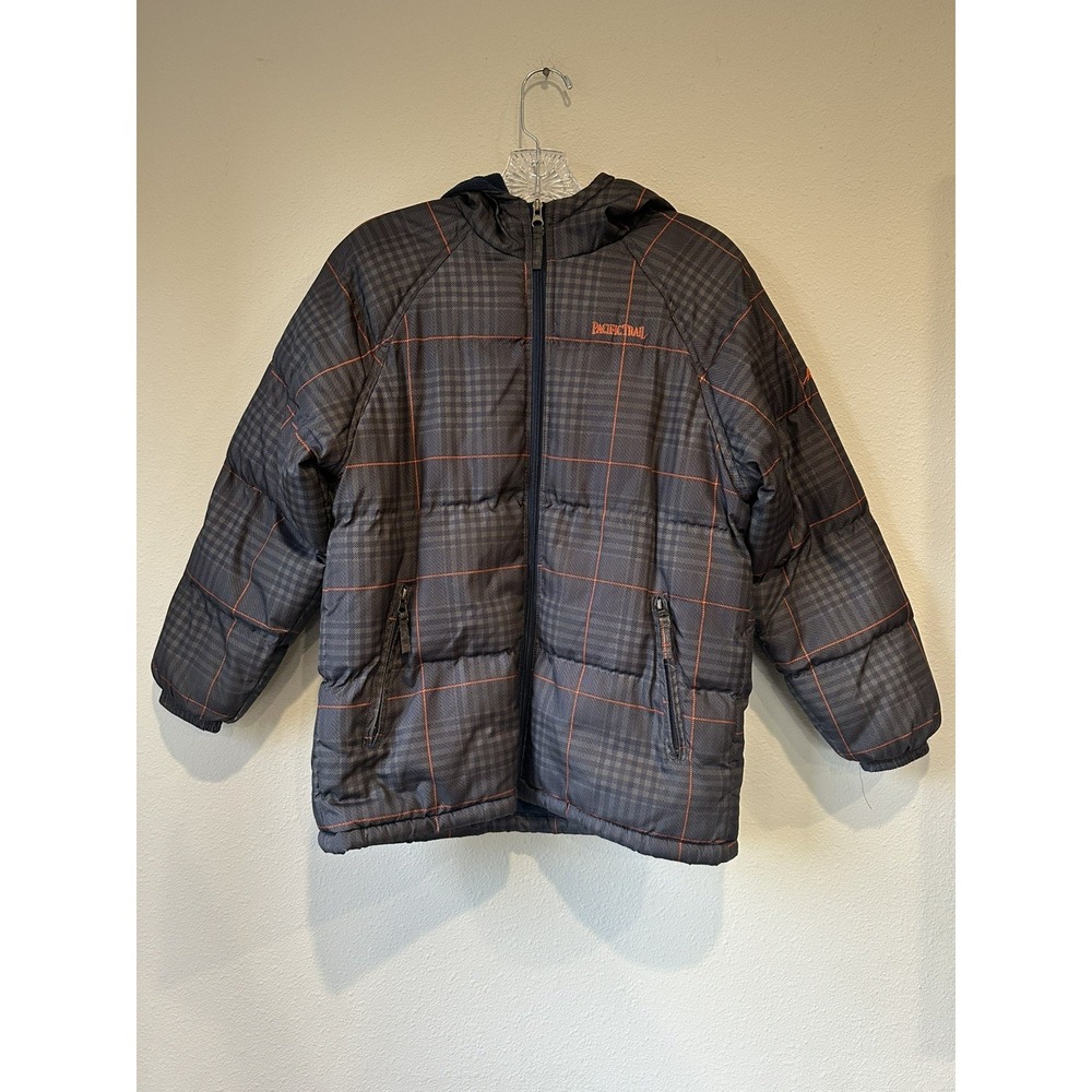 Pacific Trail Fleece Lined Prince Of Whales Plaid Hood Jacket Coat Youth M 10/12